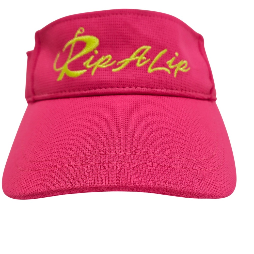 Women's Neon Pink With Yellow Lettering Rip A Lip Adjustable Fishing Visor Hat